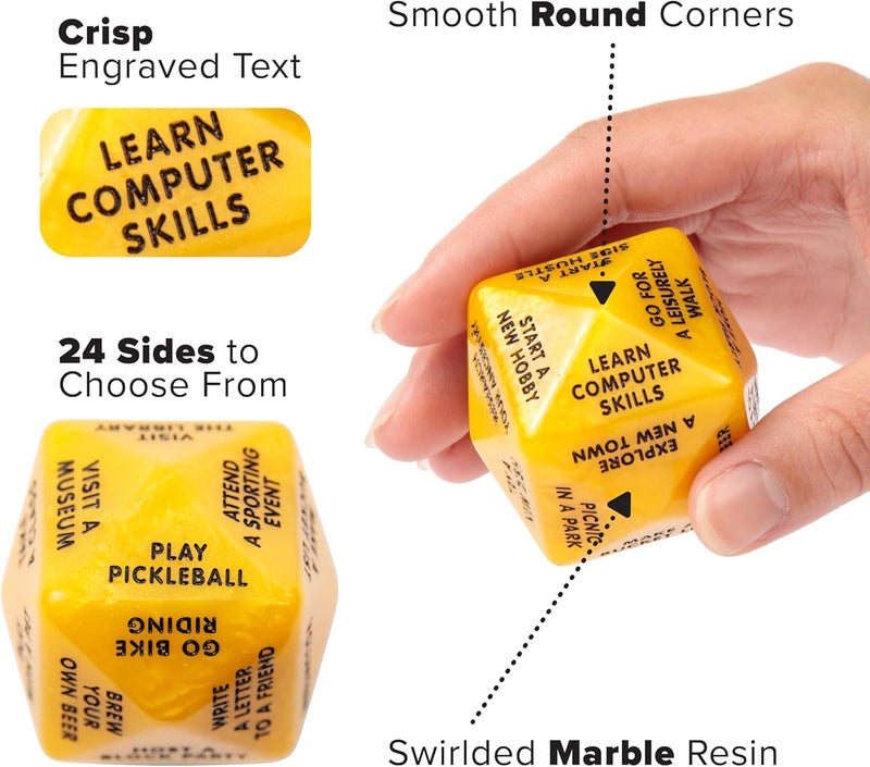 Itera Retirement Dice - Fun Gift for Men and Women Retirement Ideas 2"x2"x2" Decision Dice in Yellow - Image 4